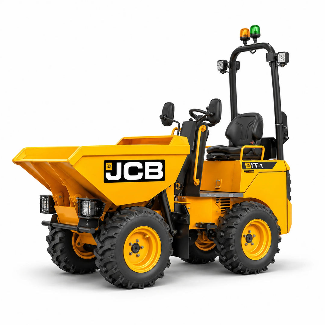 1t site dumper with front skip on a white background