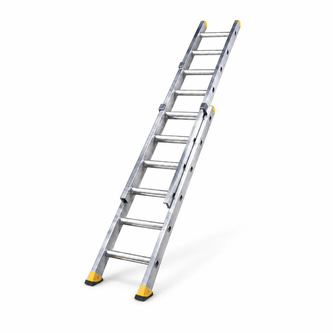 Double extension ladder on a white background