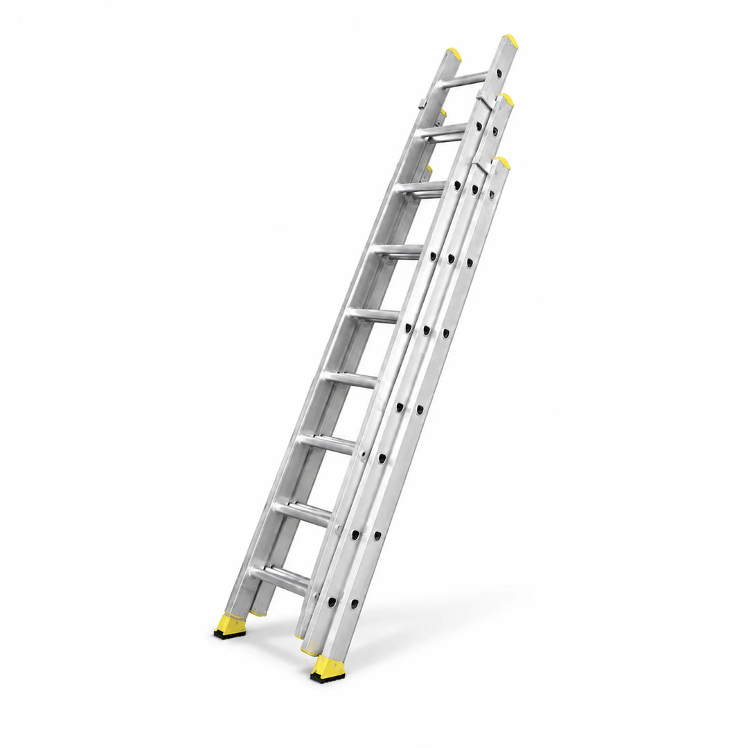 Triple extension ladder on a white background