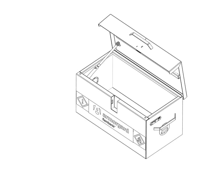 Armorgard FlamBank FB1 Van Box — official manufacturer product illustration. Official manufacturer drawing, not a generated image.