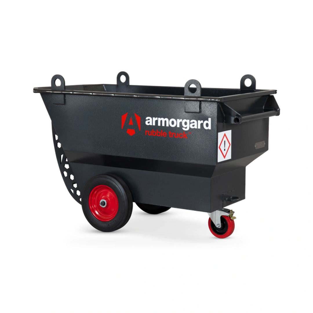 Armorgard Rubble Truck RT400 400L — rear-left view of complete rubble truck