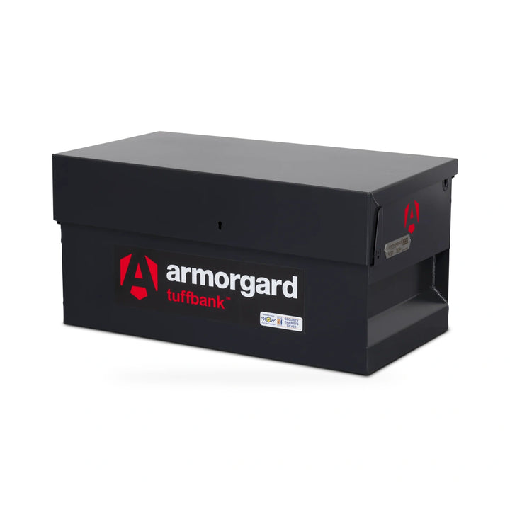 Armorgard TuffBank TB1 Van Box — front-right view with lid closed